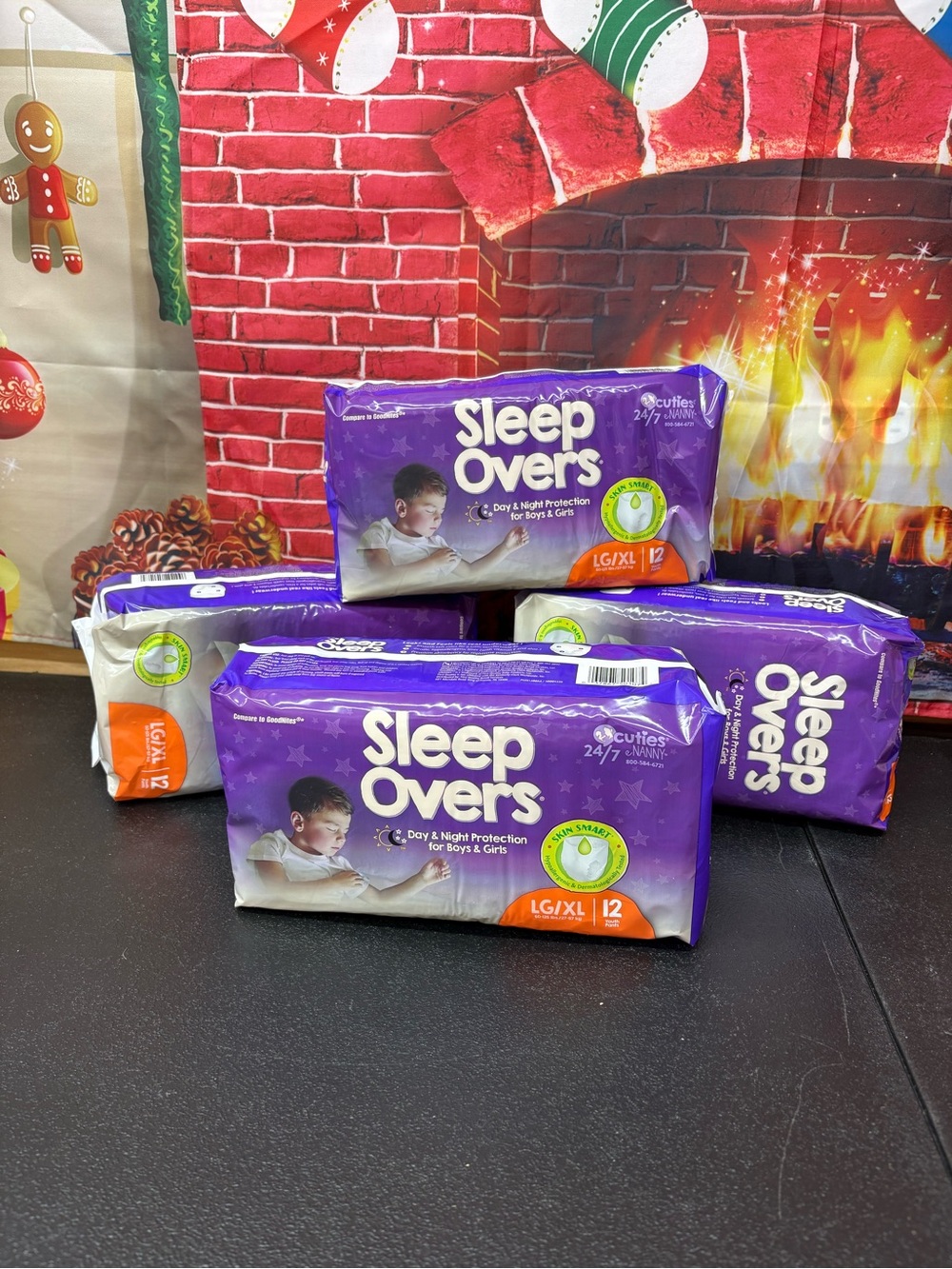 4 pack Sleep Overs Disposable Bedwetting Pants - Purple Packaging (LG/XL)